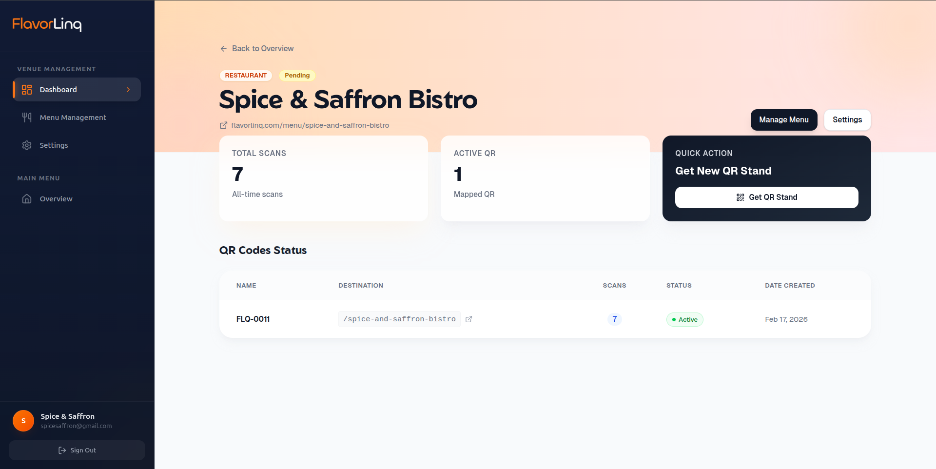 FlavorLinq Dashboard