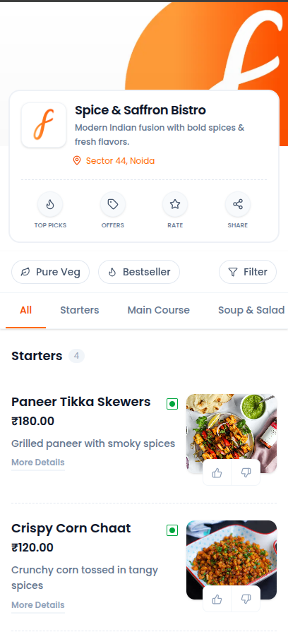 Digital Menu App